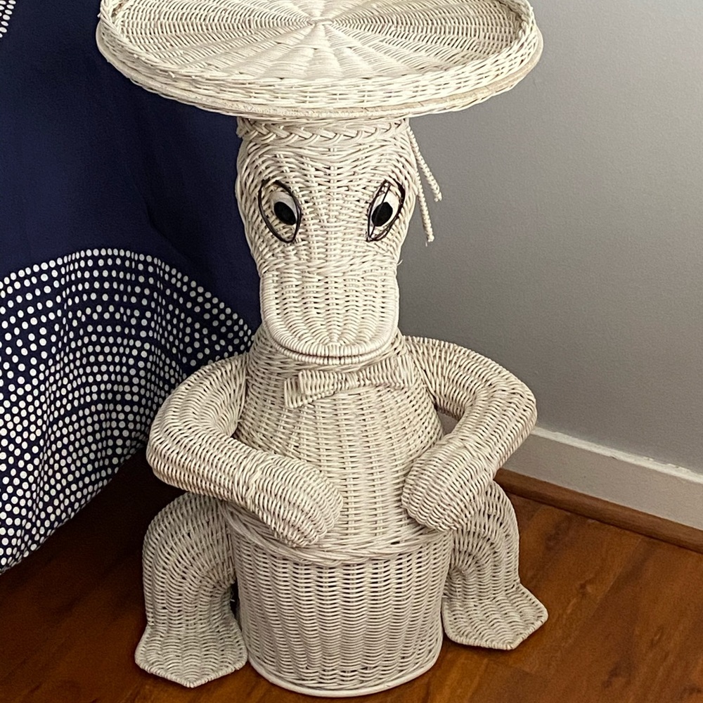 Rare Vintage 1940’s Wicker Donald Duck Side Table